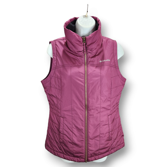 Columbia Puffer Vest Womens Medium Purple Full Zip Lightweight Hiking Gorpcore - Picture 2 of 8